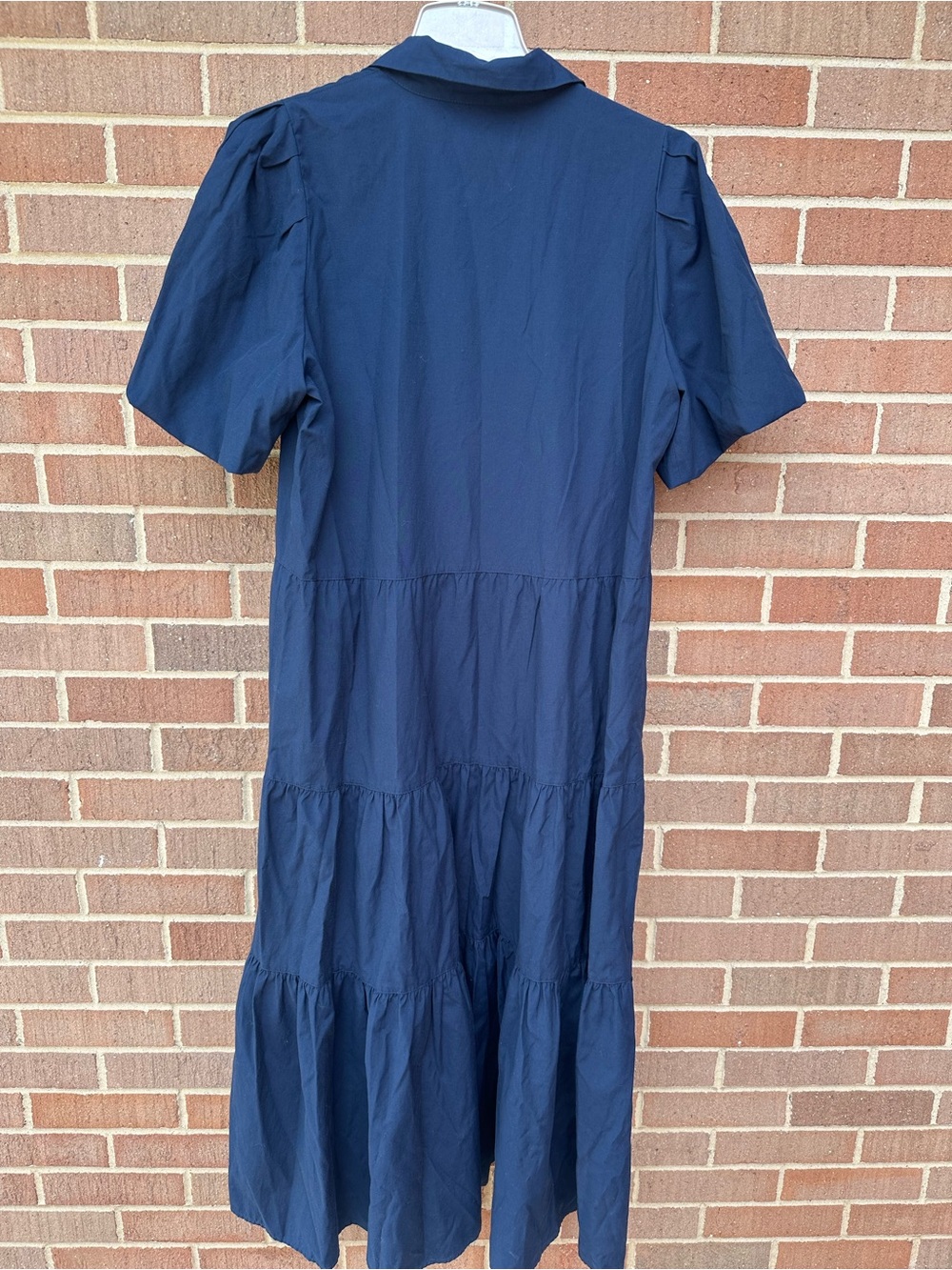 Brochu Walker The Havana Maxi Dress Women’s XL Navy Tiered Short Puff Sleeves - Picture 8 of 14